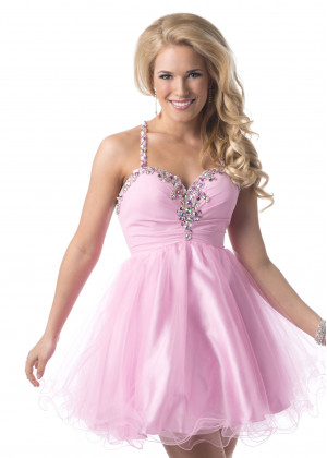 Princess Sweetheart Neck Organza Beaded Knee Length Cocktail Dress